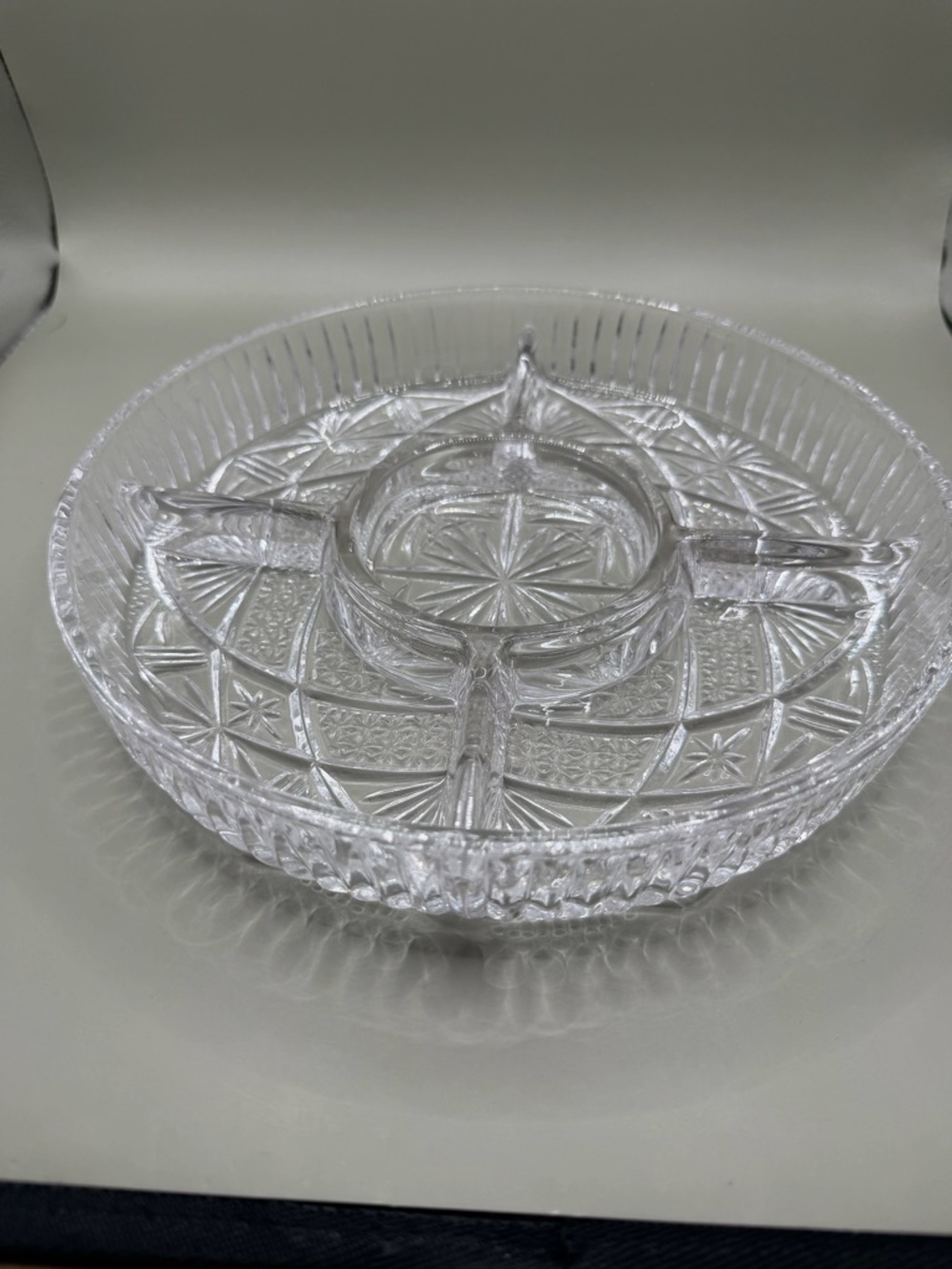 Vintage Crystal Sectioned Serving Tray